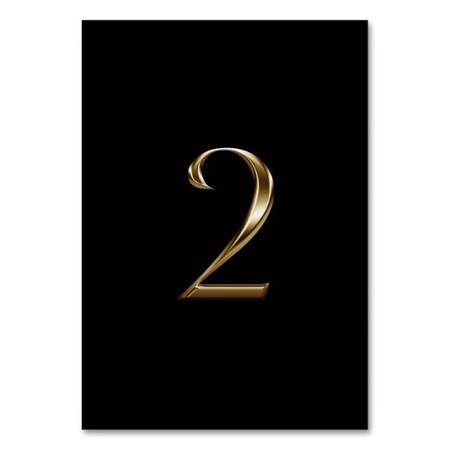 Tarjeta De Mesa Aspecto metálico de oro negro número 2 (Anverso)