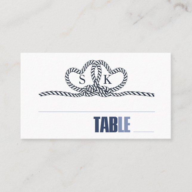 Tarjeta De Mesa Atar la tabla Boda Knot ID678 azul (Anverso)