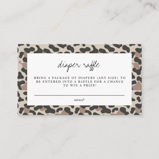 Tarjeta De Mesa AUBREE Leopardo Imprimir Safari Baby Diaper Raffle (Anverso)