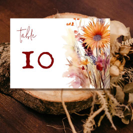 Tarjeta De Mesa Autumn Boho Floral Boda | Blanco