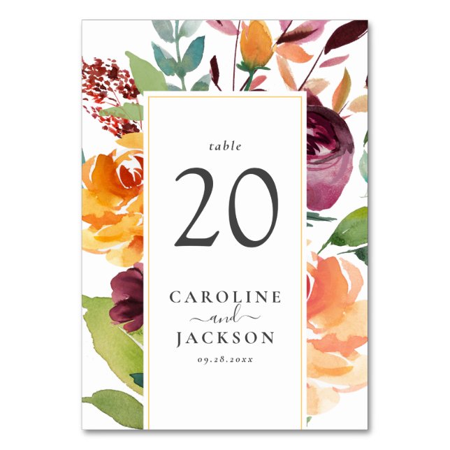 Tarjeta De Mesa Autumn Floral (Anverso)