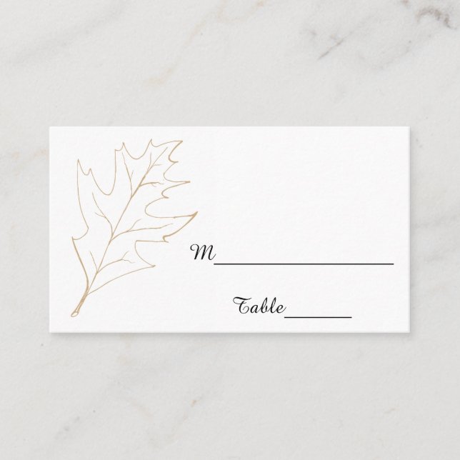Tarjeta De Mesa Autumn Oak Leaf Boda Place Card (Anverso)