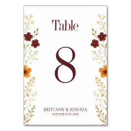Tarjeta De Mesa Autumn Wildflower Elegant Boho Boda