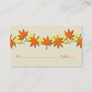 Tarjeta De Mesa Autumt Leaves Border Place Card, Naranja/Amarillo
