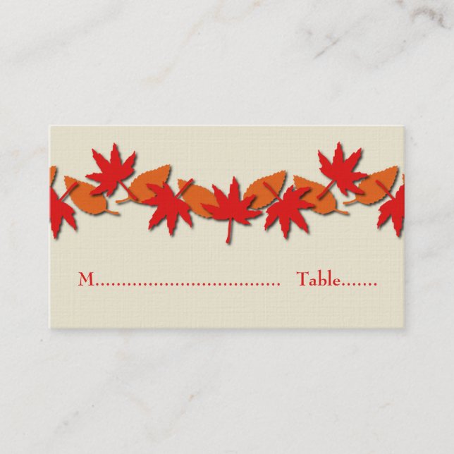 Tarjeta De Mesa Autumt Leaves Border Place Card, Red/Naranja (Anverso)