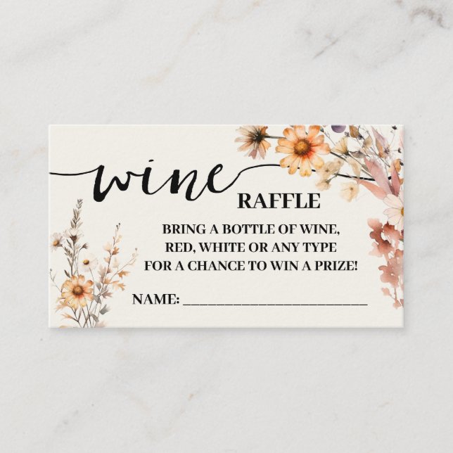 Tarjeta De Mesa Autumt Wildflowers Wine Raffle Ticket Shower Card (Anverso)