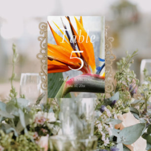 Tarjeta De Mesa Ave tropical del Boda floral del paraíso