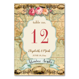 Tarjeta De Mesa Aventuras esperan mapa antiguo del mundo con rosas