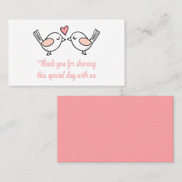 Tarjeta De Mesa Aves amorosas rosas gracias Boda de Aves Amantes