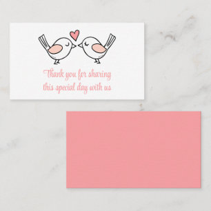 Tarjeta De Mesa Aves amorosas rosas gracias Boda de Aves Amantes