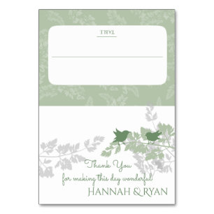 Tarjeta De Mesa Aves de bosque y verde oliva