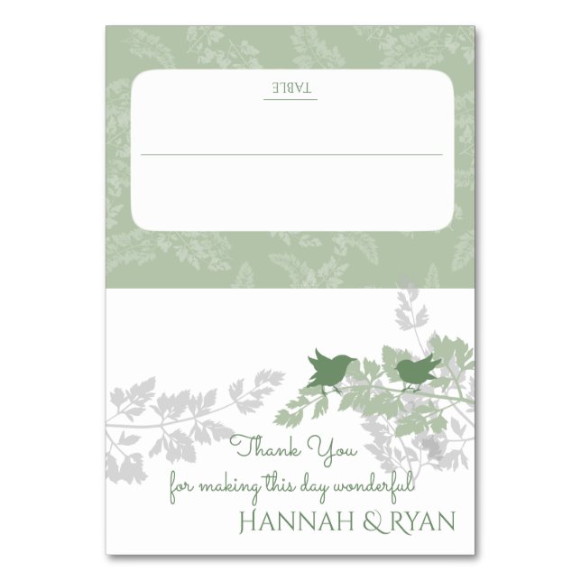 Tarjeta De Mesa Aves de bosque y verde oliva (Anverso)