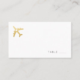Tarjeta De Mesa Avión de oroPlano de viajes