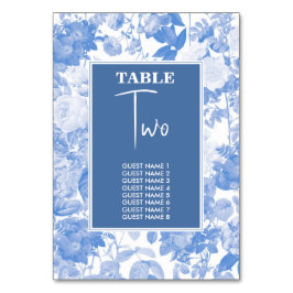 Tarjeta De Mesa Azul acuarela Botánica Floral Boda Mesa Nu