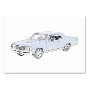 Tarjeta De Mesa Azul Chevelle Chevy 1967