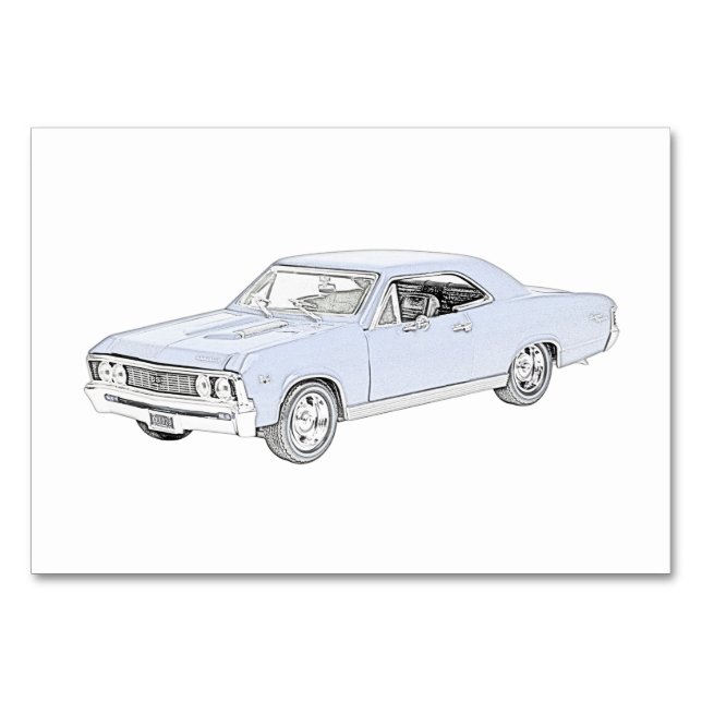 Tarjeta De Mesa Azul Chevelle Chevy 1967 (Anverso)