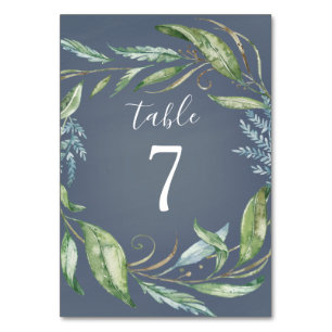 Tarjeta De Mesa Azul color de agua Eucalyptus Greenery Wreath Boda