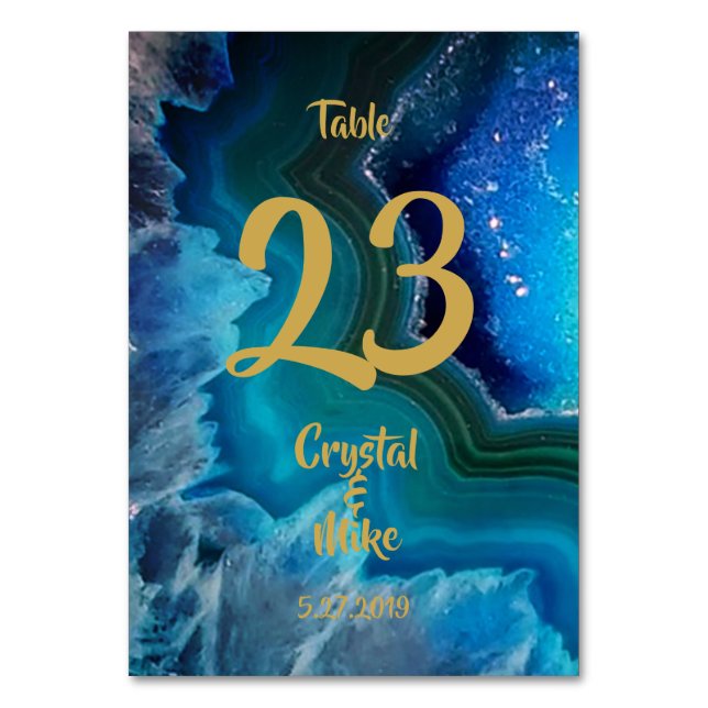 Tarjeta De Mesa Azul cristalino (Anverso)
