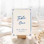 Tarjeta de mesa azul de la Marina dibujada a mano<br><div class="desc">Este adorable diseño presenta elementos dibujados a mano y un texto llamativo en negrita.</div>
