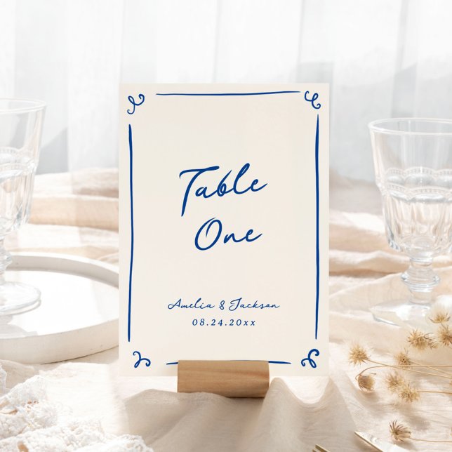 Tarjeta de mesa azul de la Marina dibujada a mano  (Subido por el creador)