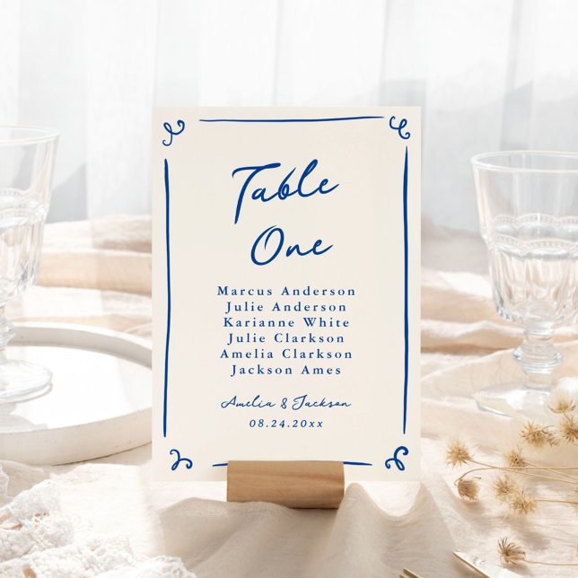 Tarjeta de mesa azul de la Marina dibujada a mano  (Subido por el creador)