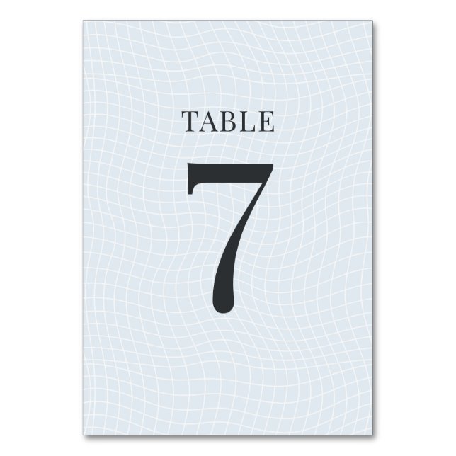 Tarjeta De Mesa Azul Glacial Moderno & Cuadrícula Deformada (Anverso)