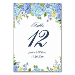 Tarjeta De Mesa Azul Hidrangea Verde Boda Número de tabla