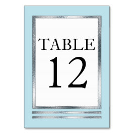 Tarjeta De Mesa Azul Lt | Plata | Blanco Moderno Sencillo Elegante
