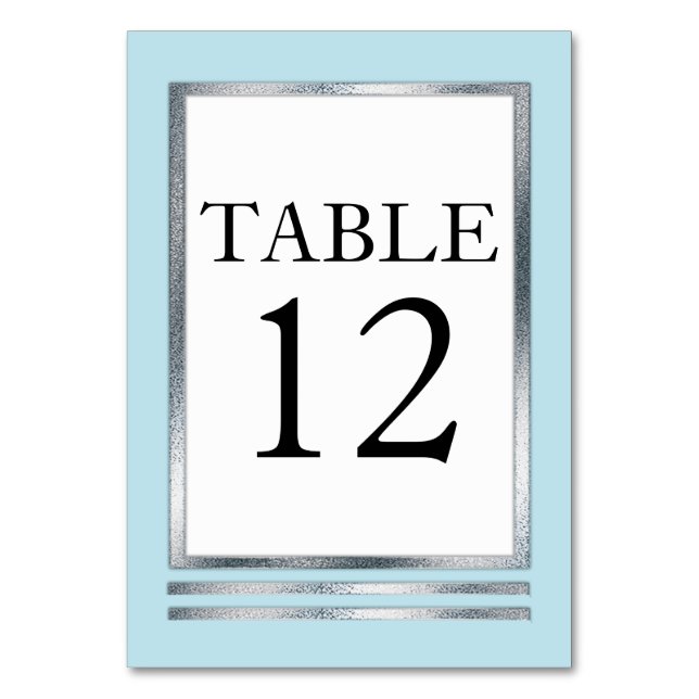 Tarjeta De Mesa Azul Lt | Plata | Blanco Moderno Sencillo Elegante (Anverso)