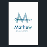 Tarjeta De Mesa Azul marino nombre del padrino letra fecha masculi<br><div class="desc">diseño</div>