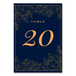 Tarjeta De Mesa Azul Marino Patrón Dorado Sutil Elegante