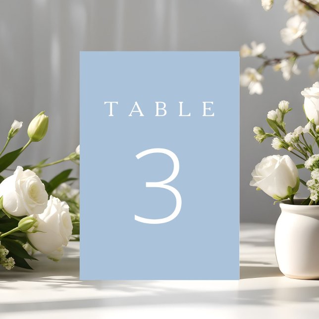 Tarjeta De Mesa Azul minimalista moderno (Modern Minimalist Blue Table Number)