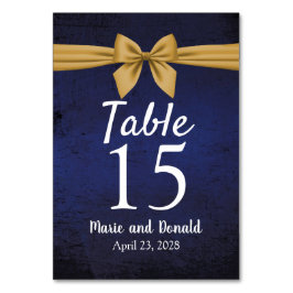 Tarjeta De Mesa Azul oscuro con arco de oro