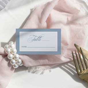 Tarjeta De Mesa Azul Polvoriento   Clásico y Lujoso Plano de Boda