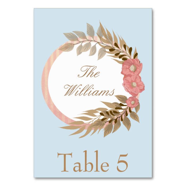 Tarjeta De Mesa Azul rosa y marrón (Anverso)
