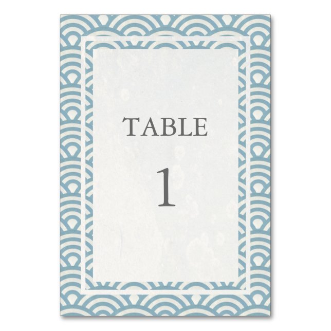 Tarjeta De Mesa Azul suave + blanco japonés número de tabla de pes (Anverso)
