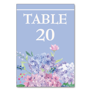 Tarjeta De Mesa Azul suave, Hydrangeas Boda Acogida Comedor