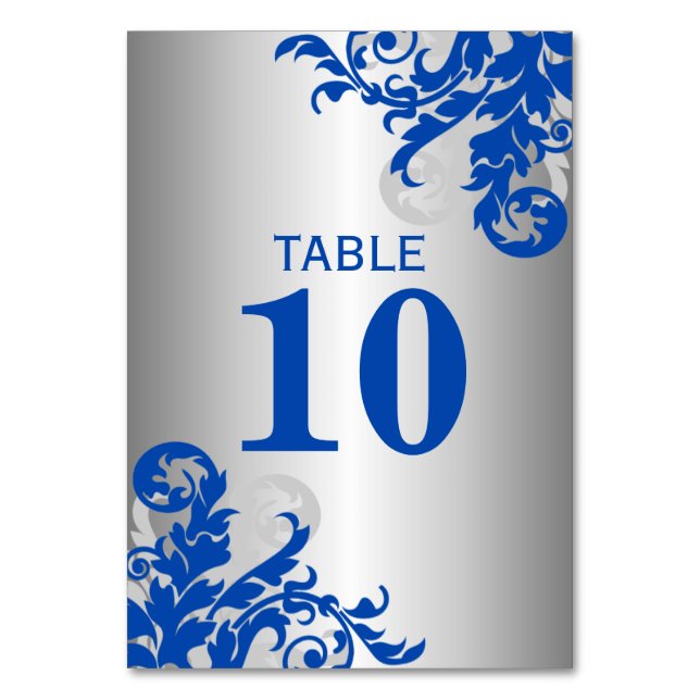 Tarjeta De Mesa Azul y Plata Real Florecen (Anverso)
