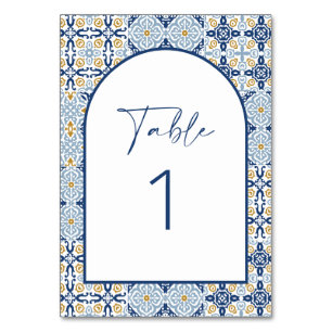 Tarjeta De Mesa Azulejo Amarillo y Azul de Amalfi