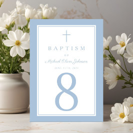 Tarjeta De Mesa Baby Blue Religious Cross Boy Baptism