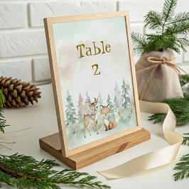 Tarjeta De Mesa Baby It's Cold Outside Winter Woodland Baby Shower