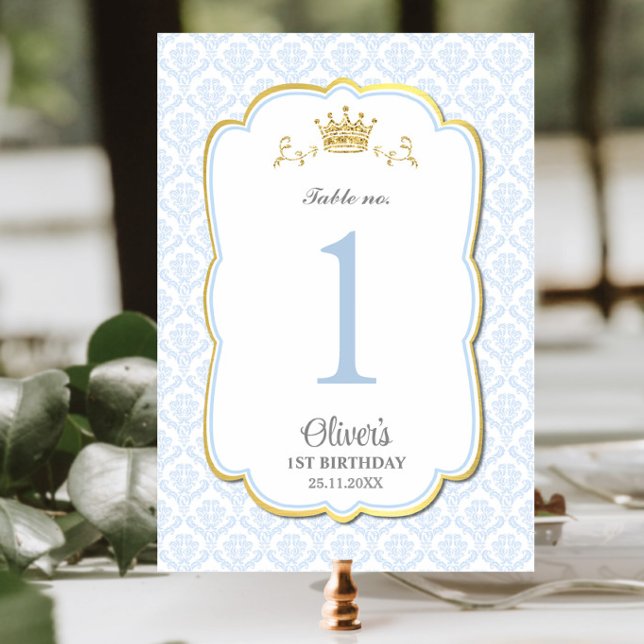 Tarjeta De Mesa Baby Shower de cumpleaños de Little Prince Blue Da (Subido por el creador)