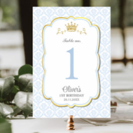 Tarjeta De Mesa Baby Shower de cumpleaños de Little Prince Blue Da
