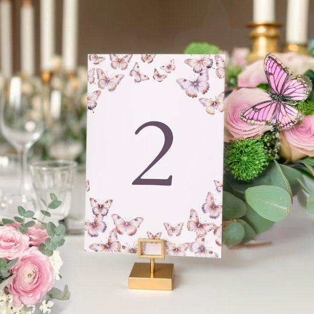 Tarjeta De Mesa Baby Shower de mariposa morada y rosa (Subido por el creador)