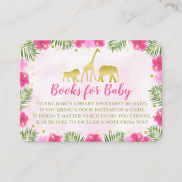 Tarjeta De Mesa Baby Shower de oro rosado de Safari trae un libro 