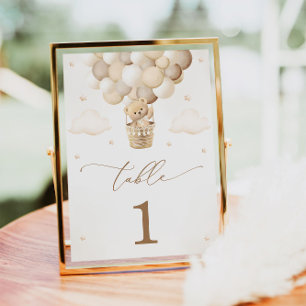 Tarjeta De Mesa Baby Shower Neutral Teddy Bear