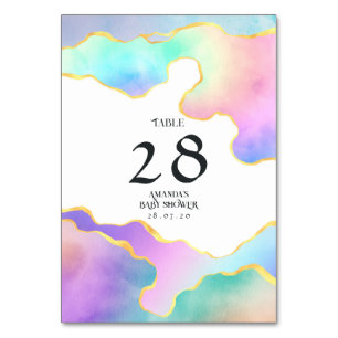 Tarjeta De Mesa Baby Shower Rainbow Agate Stone
