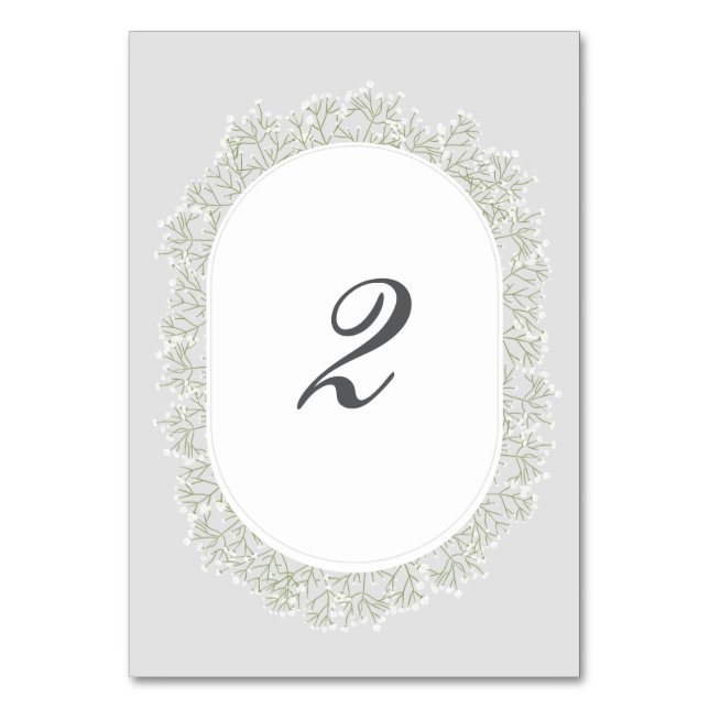 Tarjeta De Mesa Baby's Breath Monogram Gypsophila Floral Wedding (Anverso)