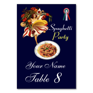 TARJETA DE MESA BAILE FIESTA DE ESPAGUETTI, COCINA ITALIANA Y TOMA