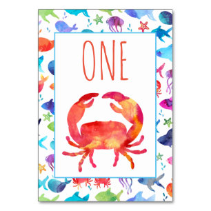 Tarjeta De Mesa Bajo el mar Arcoiris Fish Birthday Baby Shower